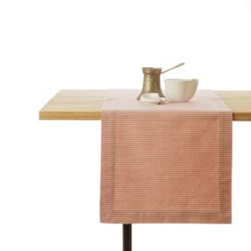 Asztali futó - Rózsaszín-szürke csík jacquard